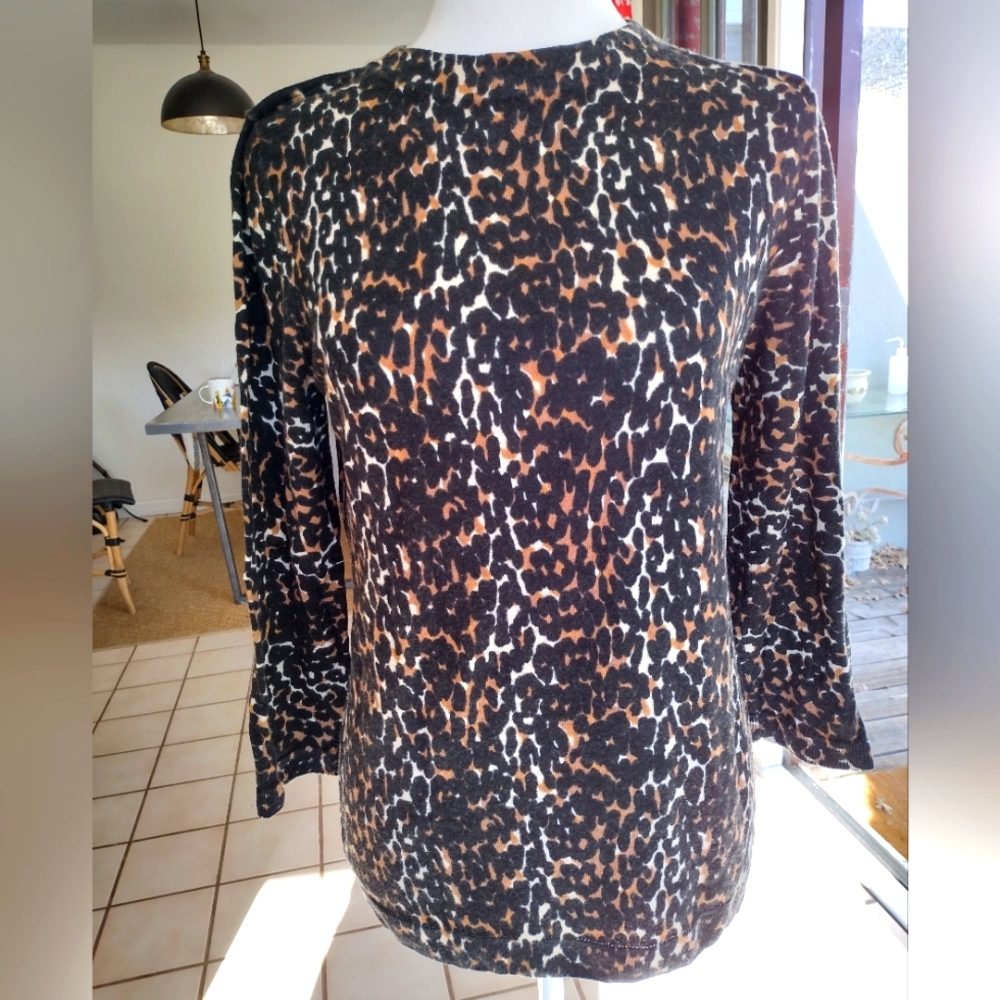 Talbot's 100% pure merino wool leopard print sweater, size M